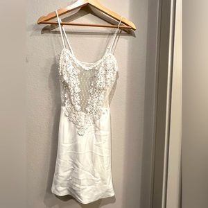 Anthropologie showstopper chemise. Delicate bridal getting ready outfit